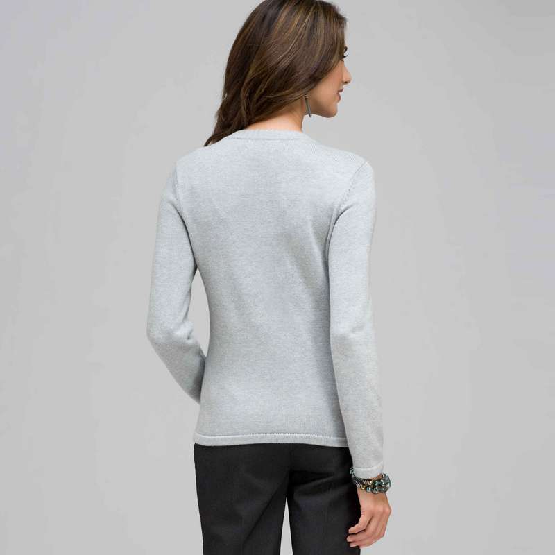 Rib Trim Cardigan, Grey Heather, large image number 1